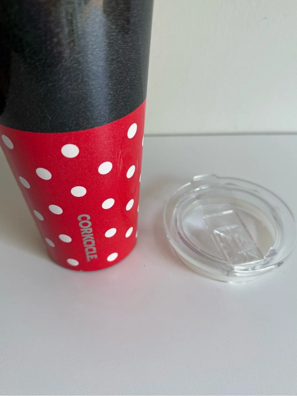 Corkcicle Disney Minnie Mouse Polka Dot Glitter Insulated Tumbler 16 oz Cup